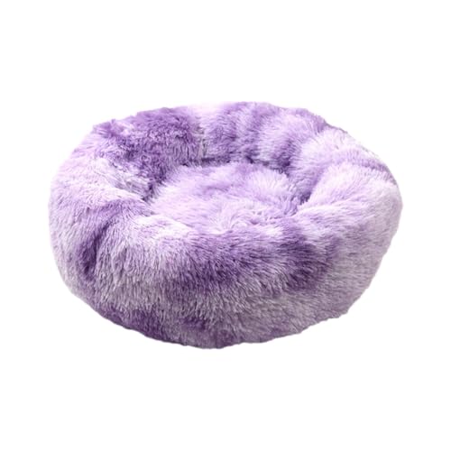 YOUCAI Hundebett Rund Hundekissen Hundesofa Katzenbett Fauschig Kuscheliges Plüsch Haustierbett Hundekissen Waschbar Katzenbett für Kleine, Mittelgroße Große Haustiere,B-Violett,110cm von YOUCAI