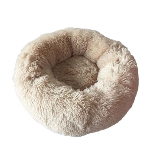 YOUCAI Hundebett Rund Hundekissen Hundesofa Katzenbett Fauschig Kuscheliges Plüsch Haustierbett Hundekissen Waschbar Katzenbett für Kleine, Mittelgroße Große Haustiere,Beige,100cm von YOUCAI