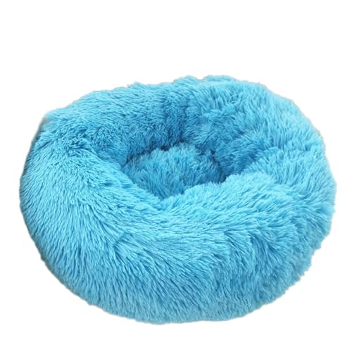 YOUCAI Hundebett Rund Hundekissen Hundesofa Katzenbett Fauschig Kuscheliges Plüsch Haustierbett Hundekissen Waschbar Katzenbett für Kleine, Mittelgroße Große Haustiere,Blau,70cm von YOUCAI