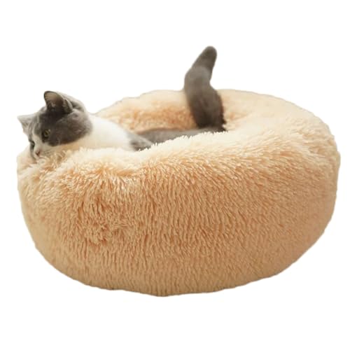 YOUCAI Hundebett Rund Hundekissen Hundesofa Katzenbett Fauschig Kuscheliges Plüsch Haustierbett Hundekissen Waschbar Katzenbett für Kleine, Mittelgroße Große Haustiere,Braun1,50cm von YOUCAI