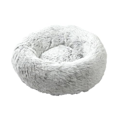 YOUCAI Hundebett Rund Hundekissen Hundesofa Katzenbett Fauschig Kuscheliges Plüsch Haustierbett Hundekissen Waschbar Katzenbett für Kleine, Mittelgroße Große Haustiere,C-Grau,40cm von YOUCAI