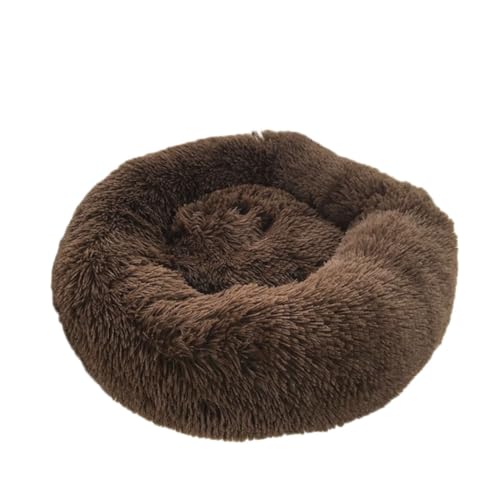 YOUCAI Hundebett Rund Hundekissen Hundesofa Katzenbett Fauschig Kuscheliges Plüsch Haustierbett Hundekissen Waschbar Katzenbett für Kleine, Mittelgroße Große Haustiere,Kaffee,110cm von YOUCAI