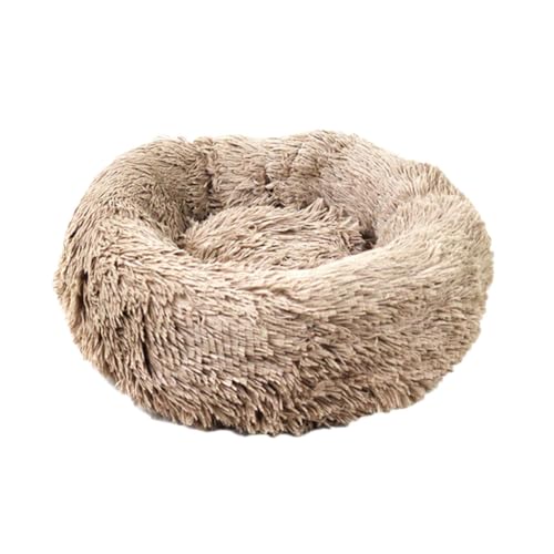 YOUCAI Hundebett Rund Hundekissen Hundesofa Katzenbett Fauschig Kuscheliges Plüsch Haustierbett Hundekissen Waschbar Katzenbett für Kleine, Mittelgroße Große Haustiere,Khaki,100cm von YOUCAI