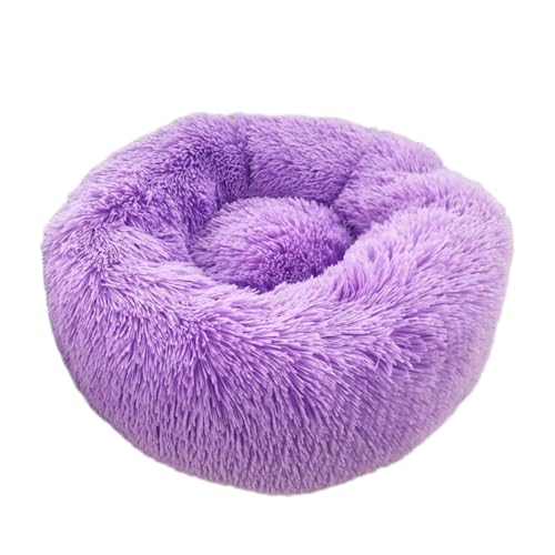 YOUCAI Hundebett Rund Hundekissen Hundesofa Katzenbett Fauschig Kuscheliges Plüsch Haustierbett Hundekissen Waschbar Katzenbett für Kleine, Mittelgroße Große Haustiere,Lila,40cm von YOUCAI