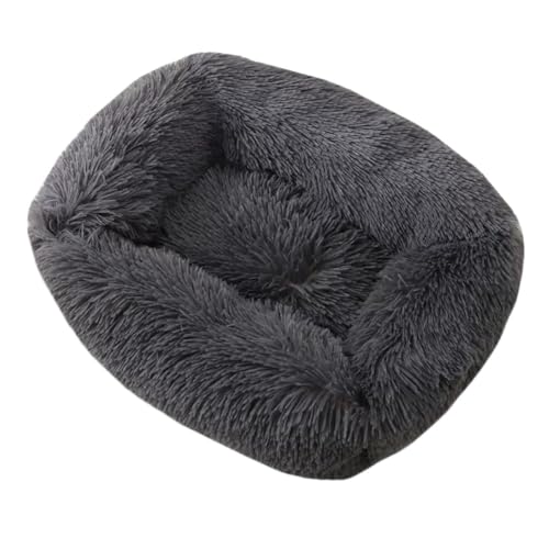 YOUCAI Hundebett | kuschelig Schlafplatz Weiche Langer Plüsch, Hundematte Hundekissen Hundesofa Anti-Angst-Hundebett für große, mittelgroße und kleine Hunde,Grau2,L:80x70x18cm von YOUCAI