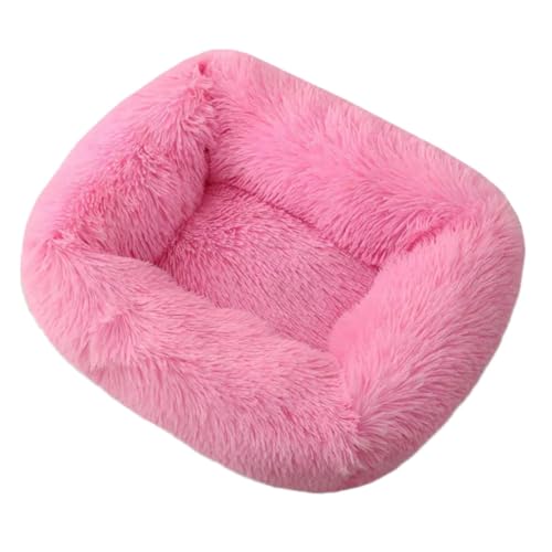 YOUCAI Hundebett | kuschelig Schlafplatz Weiche Langer Plüsch, Hundematte Hundekissen Hundesofa Anti-Angst-Hundebett für große, mittelgroße und kleine Hunde,Rosa2,M:66x56x18cm von YOUCAI