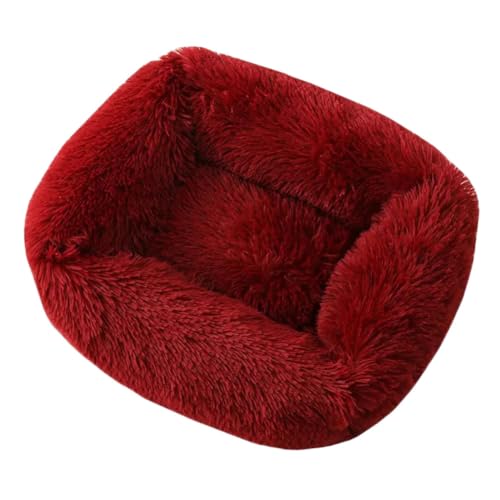 YOUCAI Hundebett | kuschelig Schlafplatz Weiche Langer Plüsch, Hundematte Hundekissen Hundesofa Anti-Angst-Hundebett für große, mittelgroße und kleine Hunde,Weinrot,S:55x45x20cm von YOUCAI