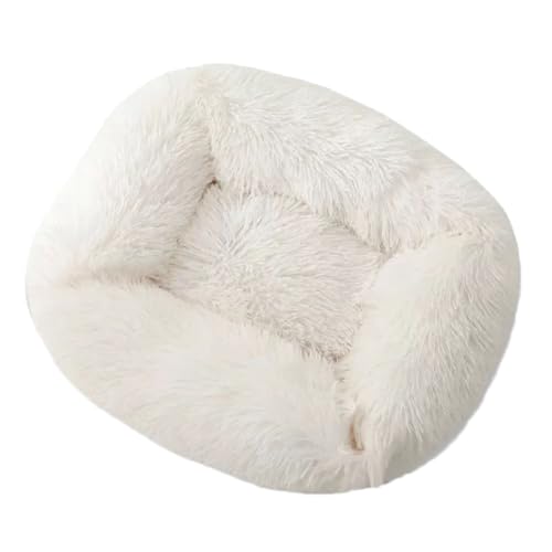 YOUCAI Hundebett | kuschelig Schlafplatz Weiche Langer Plüsch, Hundematte Hundekissen Hundesofa Anti-Angst-Hundebett für große, mittelgroße und kleine Hunde,Weiß,M:66x56x18cm von YOUCAI