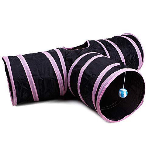 YOUCAI Katzentunnel Katzenspielzeug 3-Wege Katze Tunnel Pet Play Tunnel Zusammenklappbar Kätzchen Spielzeug Faltbar Spiel Tunnel für Katzen Welpen Kaninchen,Rosa,Einheitsgröße von YOUCAI