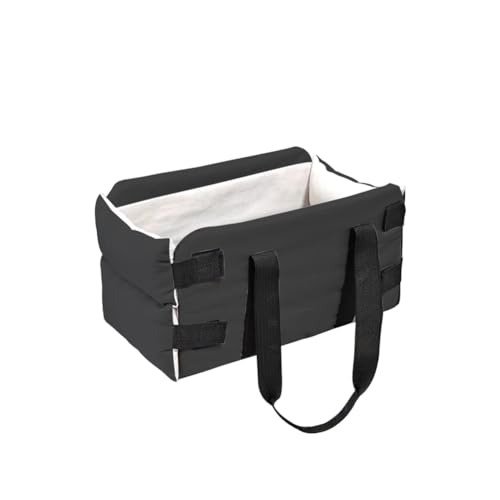 Weicher Hunde-Autositz, Konsolen-Autositz mit abnehmbarem Kissen und Sicherheitshaken für Welpen und Katzen unter 6,8 kg, tragbare Reisetasche (43 x 21 x 22 cm) (schwarz) von YOUGANG