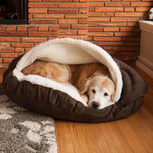 YOUGANG Beruhigendes Hundebett mit Kapuze, großes Haustierbett, warmes Kaschmir-Hundebett, Sofa, winddicht, Katzenhaus, Welpe, Labrador-Bett für drinnen und draußen (L-84 cm) von YOUGANG