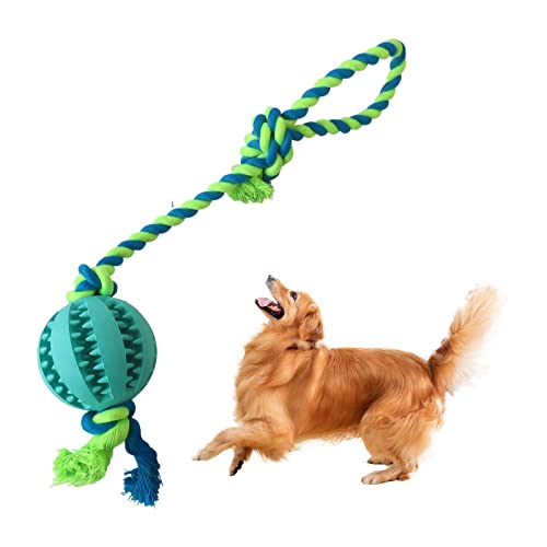 Hunde-Kauspielzeug-Ball, interaktiver Bisswiderstand, Hundezahnreinigungsspielzeug, Welpen-Hundetraining, Leckerlis, Zahnenseil-Spielzeug für Langeweile, Futterspender, Hunde-Kauspielzeug, Ball für von YOUGE
