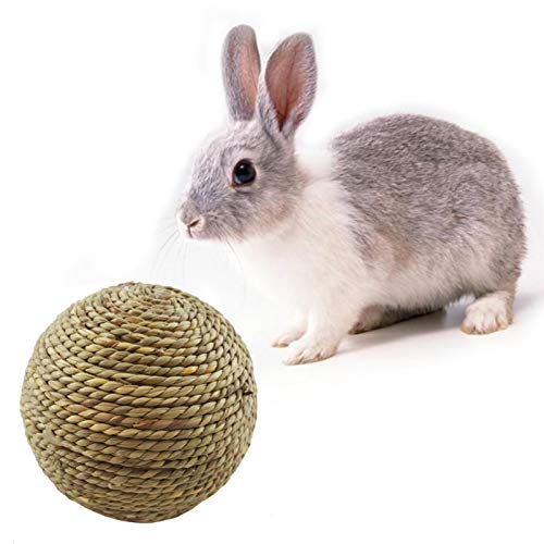 YOUGE Hochwertiges Kauspielzeug für kleine Haustiere, natürlicher Grasball, Zahnreinigung, Schleifspielzeug für Kaninchen, Katzen, kleine Nagetiere von YOUGE