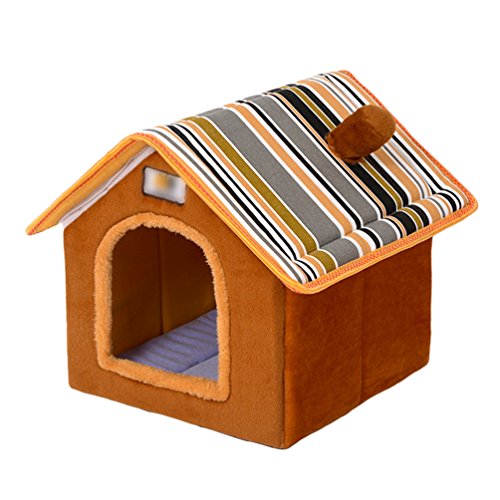 YOUJIAA Hundehöhle Katzenhöhle Hundehütte Hunde Katzenbett Hunde Katzenzwinger Haustierhaus - Braun, 36 * 32 * 40cm von YOUJIAA