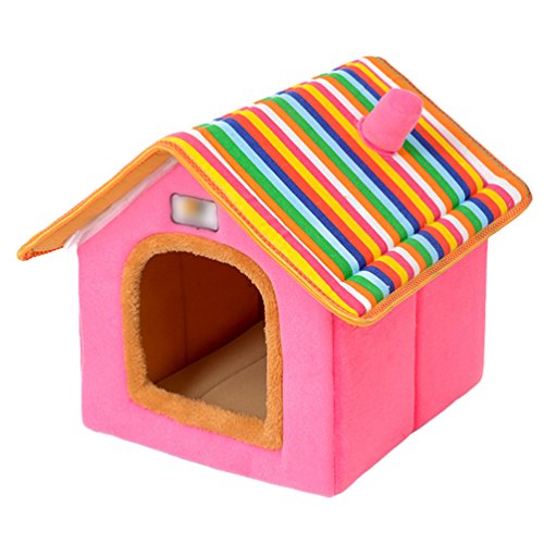 YOUJIAA Hundehöhle Katzenhöhle Hundehütte Hunde Katzenbett Hunde Katzenzwinger Haustierhaus - Pink, 36 * 32 * 40cm von YOUJIAA