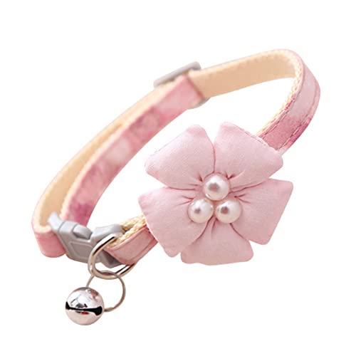 Hundehalsband mit Blumenverzierungen für Mädchen, Welpen, Blumenmuster, Katzenhalsband mit Metall-D-Ring und verstellbar für kleine Hunde von YOUNAFEN