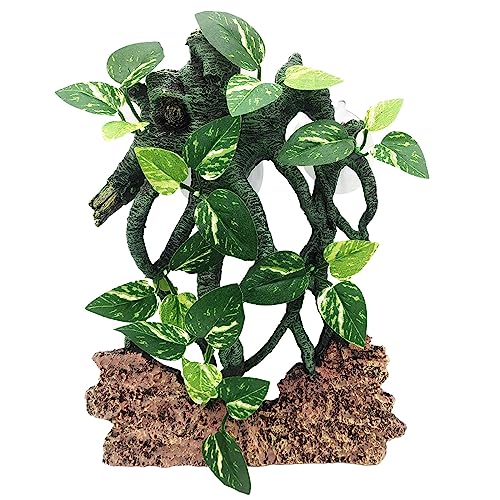 YOUNAFEN Reptilien-Kletter-Ast Terrarium Pflanze Saugnapf Aquarien Dekoration Simulieren Wasserpflanze Reptilien Baum von YOUNAFEN