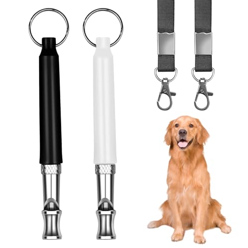 YOURKAY Hundepfeife, zwei Packungen Ultraschall-Hundepfeife, Hundetrainer, mit verstellbarem Schlüsselband für II Rückruf und II Bach-Kontrolle (Schwarz + Weiß) von YOURKAY