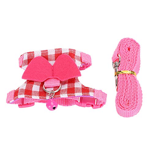 0or Outdoor Harness, Pink Pet Harness Plaid Weste Leine Set Brustgurt für Frettchen Chinchilla Eichhörnchen Meerschweinchen(M) von YOUTHINK