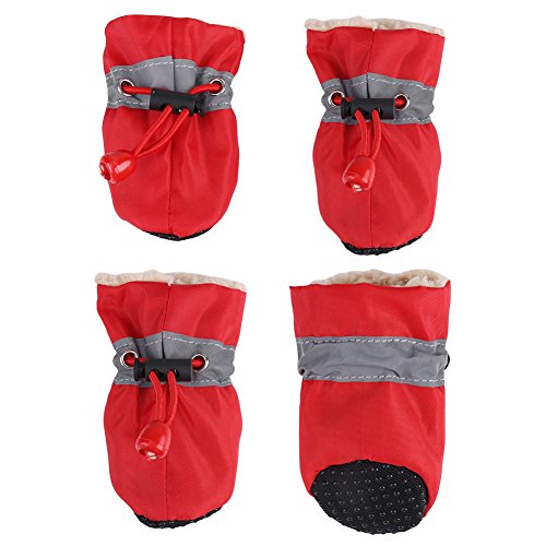 Hundestiefel, wasserdichte Hundeschuhe, rutschfeste Hundeschuhe Stiefel für mittlere bis große Hunde Winter Warme Haustierschuhe(4-rot) von YOUTHINK