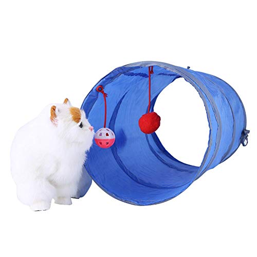 Katzentunnel Spielzeug Kätzchen Spielen Rohr Haustier Spielzeug Mit Tinkle Bell & Plüsch Ball Katzentunnel für Indoor-Katze(Blau) von YOUTHINK