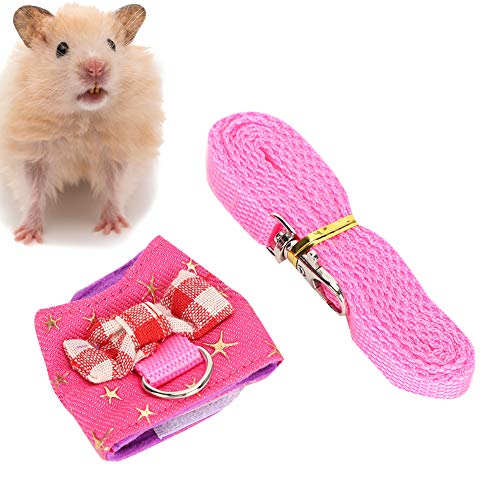 Kleine Tier Verstellbare Harness Weiche Weste für Eichhörnchen Hamster Frettchen Meerschweinchen Mit Traktionsseil (Gold Blocking Star)(Xs) von YOUTHINK