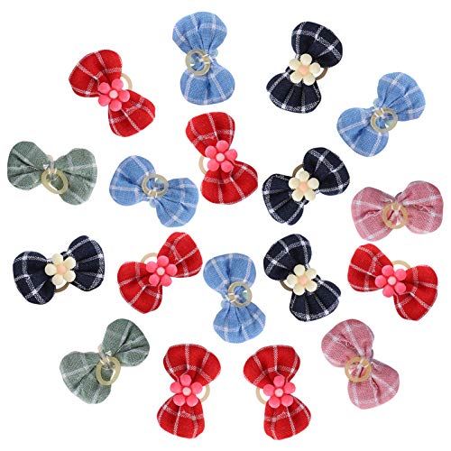 YOUTHINK Hunden Hundehaar Bögen 20pcs Small Bowknot mit Gummiböndern, Polyester Katzenhaar Zubehör Tierpflegeprodukte von YOUTHINK