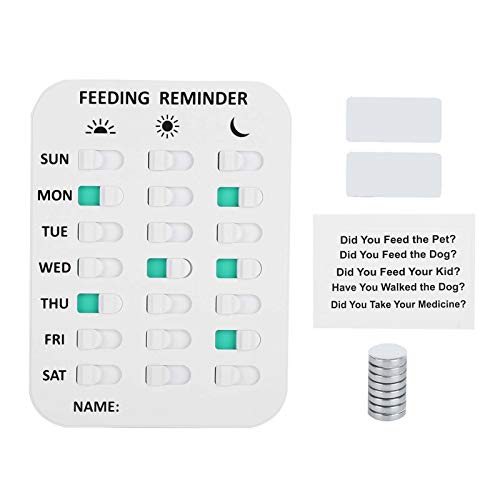 YOUTHINK Pet Dog Feeding Reminder Kunststoff Magnetic Reminder Sticker Tägliche Anzeigetabelle Einfache Installation für Haustiere(Weiß) von YOUTHINK