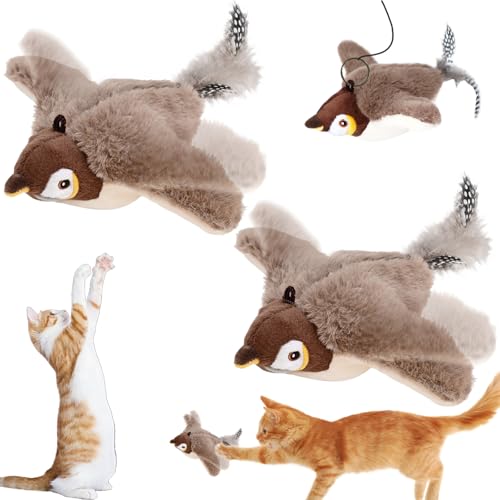 YOUYIKE 2 Stück Interaktives Selbstbeschäftigung, 2025 Neu Katzenspielzeug Vogel Spielzeug Katze, Vogel für Katze, Fliegender Vogel Katzenspielzeug, Flapping Bird Cat Toy von YOUYIKE