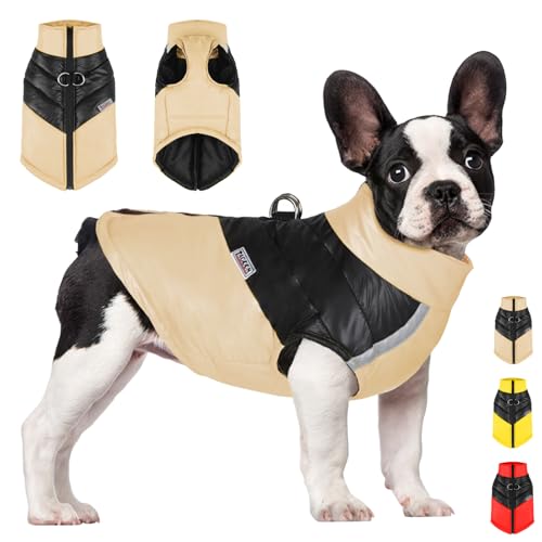 YOUYIKE Hundemantel für Hunde, Hundekleidung, Hundemantel Wasserdicht Hundejacke Winter Warme Jacke für Kleine Mittelgroße Hunde Hundebekleidung Warm Haustier Kleidung für Kaltes Wetter (Khaki, S) von YOUYIKE