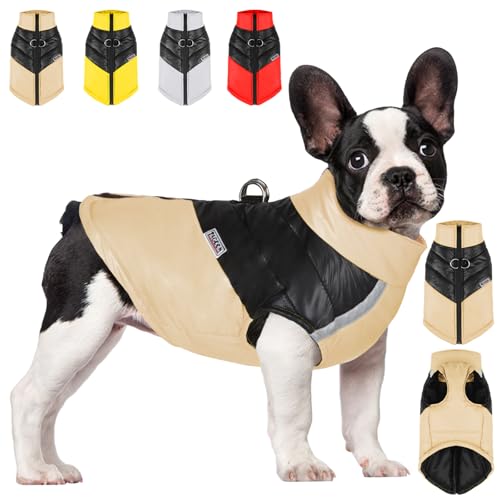 YOUYIKE Hundemantel Wasserdicht Hundejacke Winte Hundejacke Mit Reflektierenden Streifen, Geeignet FüR Nachtwanderung Hundejacke Mit Geschirr Entwickelt FüR Hundejacke GroßE Hunde Design (braun, L) von YOUYIKE