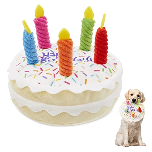 YOYIAG Hundekuchen Geburtstag Hundespielzeug Hundekuchen Hundekuchen Geburtstag Hund Geburtstag Geschenke für Hunde Welpe Hundetorte Toys Deko Interaktives Geschenk Weiches Plüsch Hundespielzeug von YOYIAG