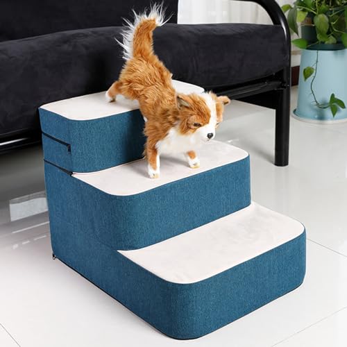 3-Stufen-Haustiertreppe Für Kleine Hunde Und Katzen, Tragbare Rampentreppe Für Couch, Sofa, Hochbettklettern Mit Abnehmbarem Und Waschbarem Bezug von YPDOPORA