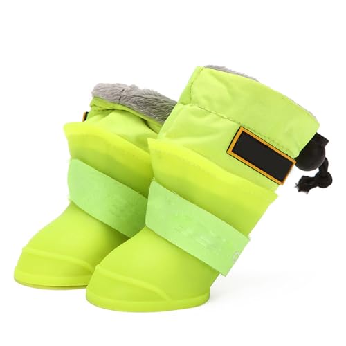 YPDOPORA 4-Teilige Silikon-Hundestiefel Für Kleine Hunde, rutschfeste Hundepfotenschutzstiefel Für Jedes Wetter, wasserdichte Schuhe Für Heißes Pflaster, Schnee, Schlamm Und Regen,Gelb,L von YPDOPORA