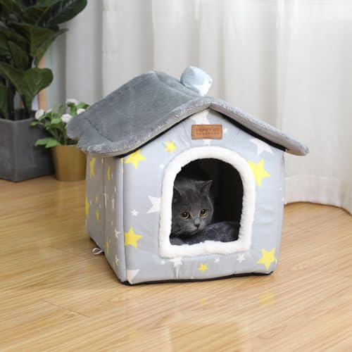 Herbst Und Winter Kleine Katzenhütte Katzenhaus Haustier Katze Haustierbett Weiches, Bequemes, Warmes Katzenbett Haustierunterlage,A,XL von YPDOPORA