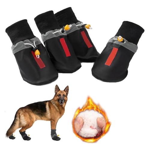 Hunde-Schneestiefel, Atmungsaktive Socken, Winter-Hundestiefel Und Pfotenschutz Für Den Innenbereich Mit Reflektierenden Riemen, rutschfeste Sohle,Schwarz,L von YPDOPORA