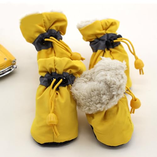 YPDOPORA Hunde-Schneestiefel, Pfotenschutz, Hundeschuhe Für Den Winter, Hundeschuhe Für Kleine Und Mittelgroße Hunde, Mit Rutschfester Sohle Und Plüsch,F,L von YPDOPORA