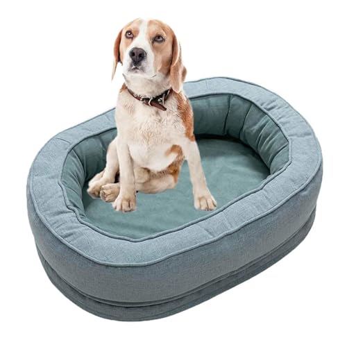 Hundebetten Für Große Hunde, Donut-Hundebett, Nackenrolle, Hundesofa Mit Wasserdichtem Futter, Rutschfeste Unterseite, Orthopädisches Hundebett Aus Eierschaum, Haustierbett Für Hunde,Blau,2XL von YPDOPORA