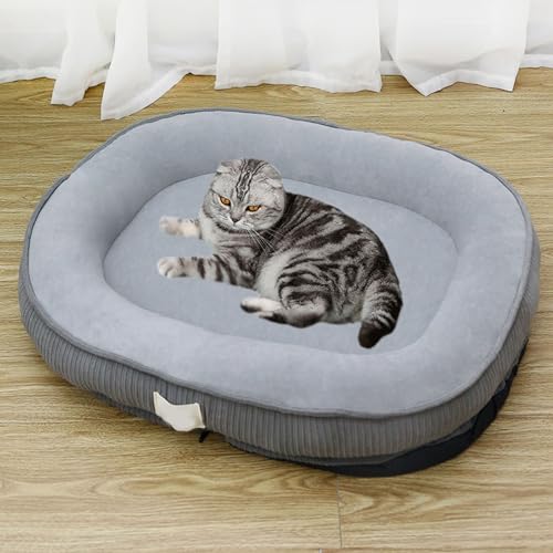 Hundebetten Für Mittelgroße Und Kleine Hunde, Hundebox-Unterlage, Hundebett, Weiche Memory Foam-Schlafmatte Für Hunde Und Katzen, Warme Hundehütte, Abnehmbares, Rutschfestes Katzennest,Grau,L von YPDOPORA