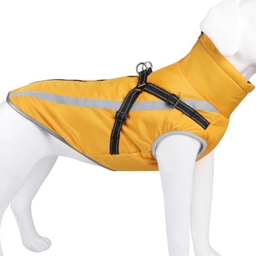 Hundemantel, wasserdichte Hundejacke Für Den Winter Mit Integriertem Geschirr, Reflektierende Hundeweste Mit Rollkragen, Warme Haustierkleidung, Winddichter Hunde-Schneeanzug,A,4XL von YPDOPORA