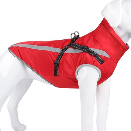 Hundemantel, wasserdichte Hundejacke Für Den Winter Mit Integriertem Geschirr, Reflektierende Hundeweste Mit Rollkragen, Warme Haustierkleidung, Winddichter Hunde-Schneeanzug,B,3XL von YPDOPORA