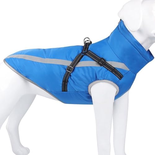 Hundemantel, wasserdichte Hundejacke Für Den Winter Mit Integriertem Geschirr, Reflektierende Hundeweste Mit Rollkragen, Warme Haustierkleidung, Winddichter Hunde-Schneeanzug,D,3XL von YPDOPORA