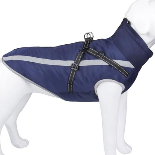 Hundemantel, wasserdichte Hundejacke Für Den Winter Mit Integriertem Geschirr, Reflektierende Hundeweste Mit Rollkragen, Warme Haustierkleidung, Winddichter Hunde-Schneeanzug,E,3XL von YPDOPORA