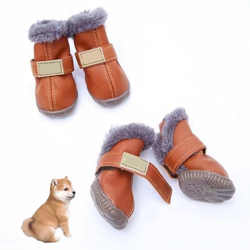 YPDOPORA Hundeschuhe Für Den Winter, Hundeschuhe Mit Rutschfester Sohle, Hundepfotenschutz Für Winter-Schneewanderschuhe, Warme wasserdichte Hundeschuhe Für Den Außenbereich,G,S von YPDOPORA