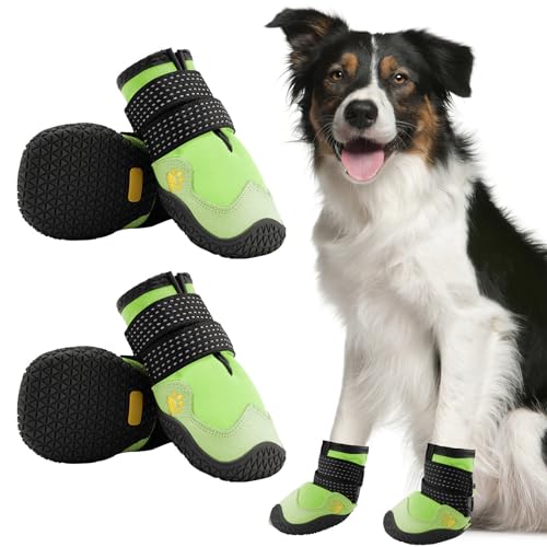 YPDOPORA Hundeschuhe Für Kleine, Mittelgroße Und Große Hunde, rutschfeste Hunde-Schneestiefel, wasserdichte Hundeschuhe Für Welpen Mit Reflektierenden Riemen, Pfotenschutz,D,4XL von YPDOPORA