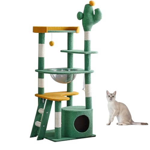 Katzenbaum, Moderner Katzenbaum Für Große Katzen, Robuster Katzenturm Mit Kratzbaum Für Große Hauskatzen, 135,6 Cm Extra Hohes, Stabiles Katzenhaus Mit Durchsichtigem Napf, Kratzbaum Für Katzen,C von YPDOPORA