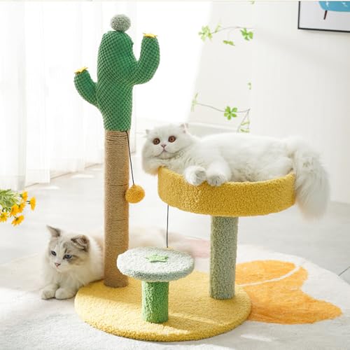 Katzenbaumturm, Kratzbaum Für Hauskatzen, Mit Supergemütlicher Sitzstange Und Interaktivem Baumelnden Ball, Ideal Für Katzen, Einfache Installation, Inklusive Sisalstämmen Und Plüschspielzeug von YPDOPORA