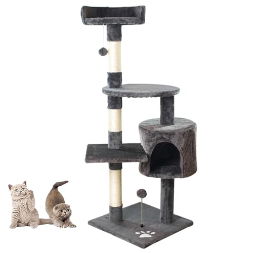 Katzenbaumturm/Kratzbäume Katzenklettergerüst Integriertes Katzenstreu Katzenbaum Katzenregal Sprungplattform Katzenspielzeug Katzenturm Für Hauskatzen, Mehrschichtiges Katzenklettergerüst,Schwarz von YPDOPORA