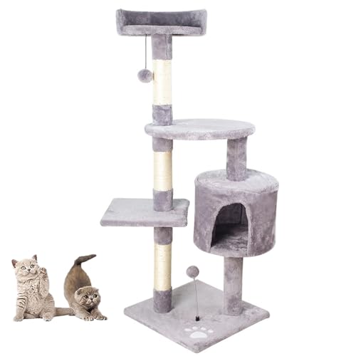 Katzenbaumturm/Kratzbäume Katzenklettergerüst Integriertes Katzenstreu Katzenbaum Katzenregal Sprungplattform Katzenspielzeug Katzenturm Für Hauskatzen, Mehrschichtiges Katzenklettergerüst,Grau von YPDOPORA