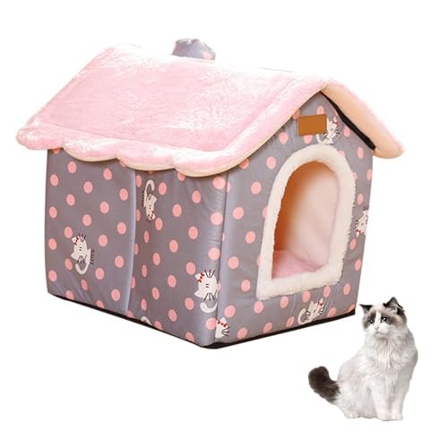 Katzenhäuser Für Hauskatzen, Zusammenklappbares Höhlenhaus, Katzenhaus, Hundehütte Mit Waschbarer, Abnehmbarer Matte, Winterwarmes Katzenbett Für Kleine Katzen Und Hunde,B,L von YPDOPORA